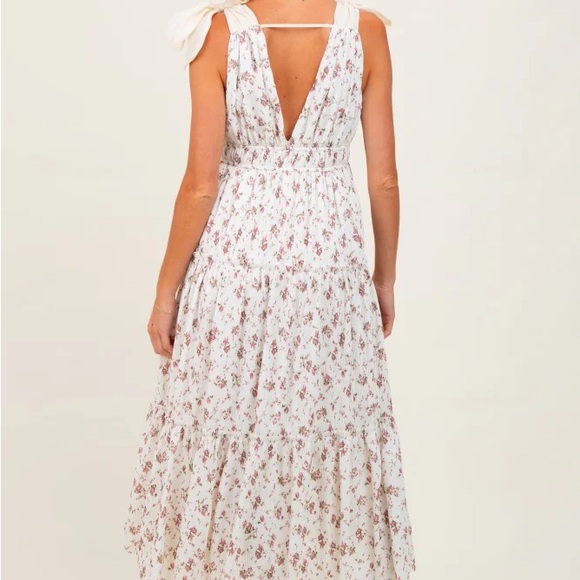 Floral White and Pink Women's Maternity Dress - Picture 4 of 5